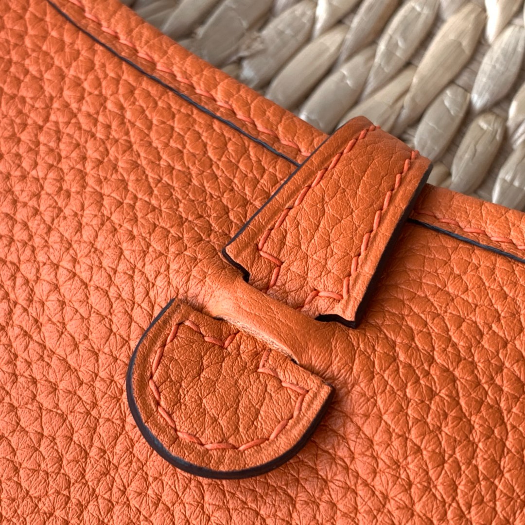 에르메스 미니 에블린16 오렌지 은장 토고가죽